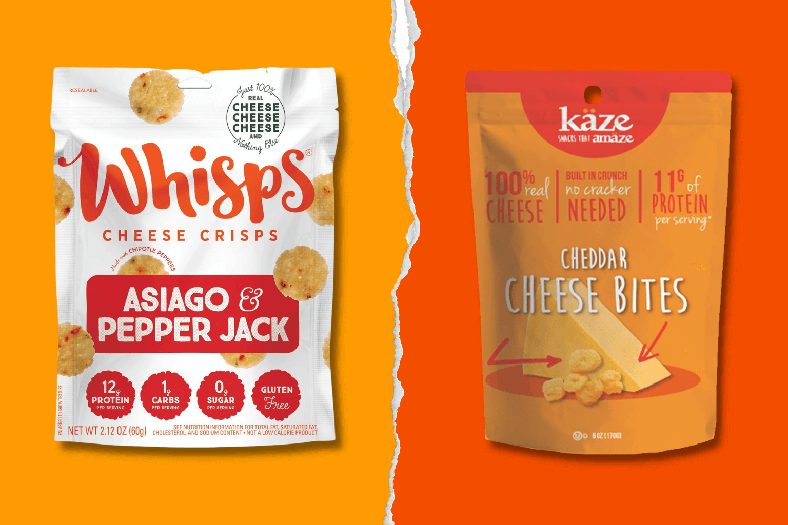 Whisps Cheese Crisps vs. Käze Cheese