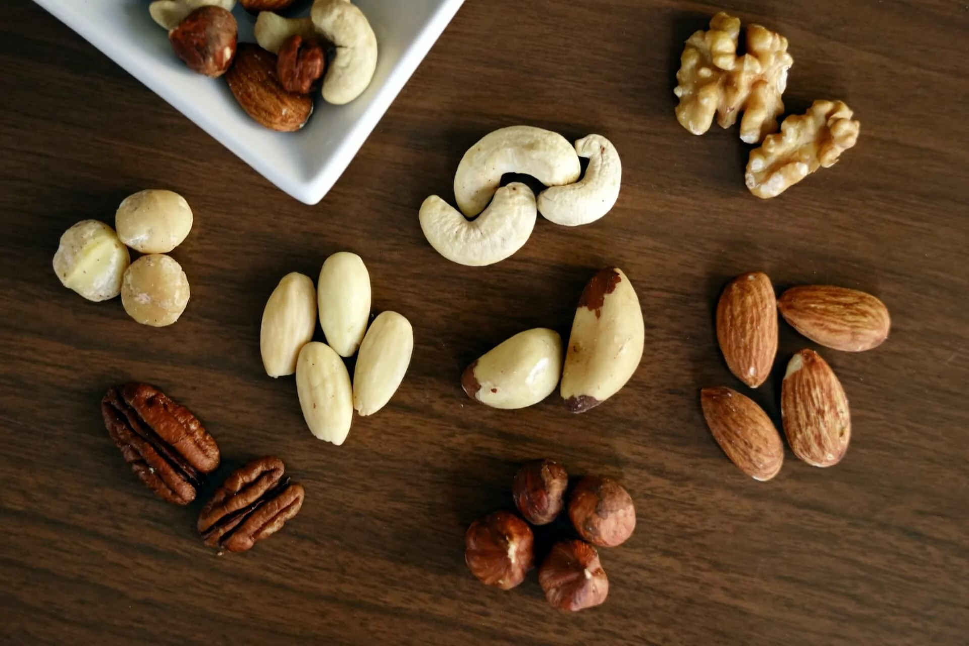 variety of low carb nuts